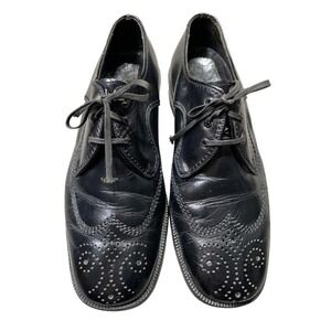 Bally Wingtip Oxford Dress Shoes Mens Black Leather Brogue Lace Up